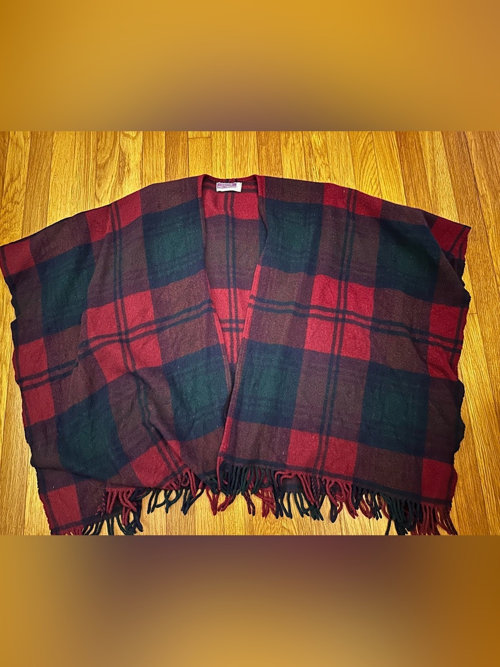 VTG Highland Home Industries Scotland 100% Wool Lindsay Tartan Poncho Cape